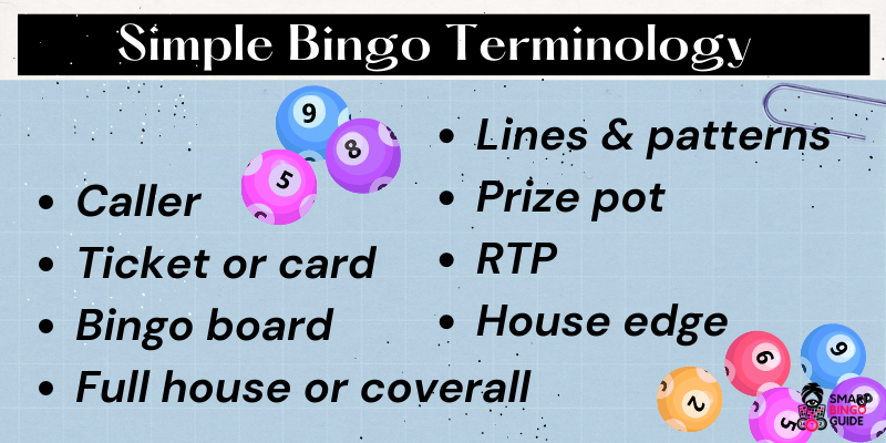 Simple bingo rules and regulations and instructions and terminology list