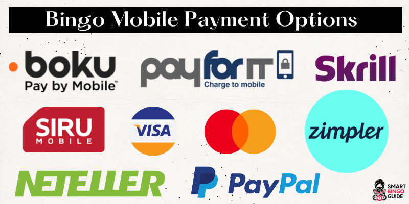 Bingo mobile phone payment options - logotypes