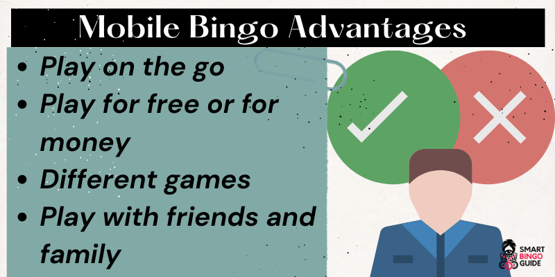 Mobile phone bingo advantages - Human figure with check & x
