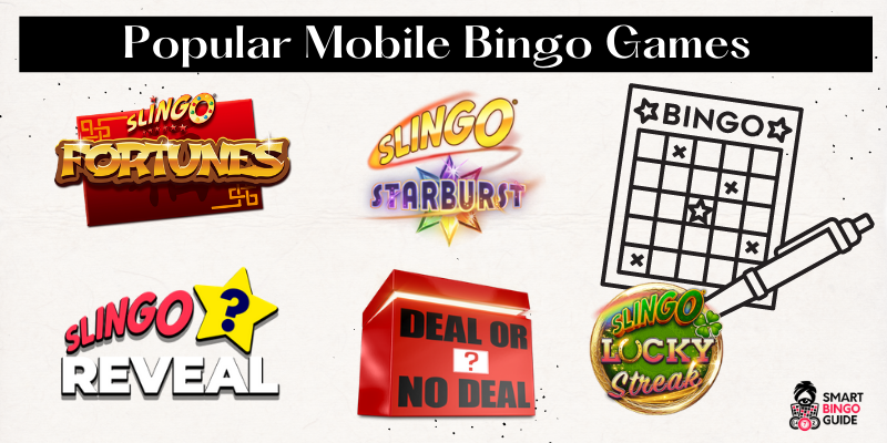 Popular mobile bingo games, slots with logos