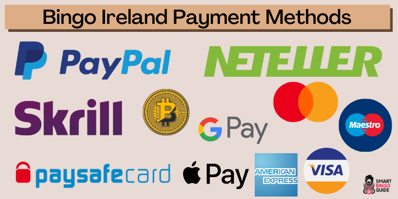Play bingo online game Ireland payment methods logos